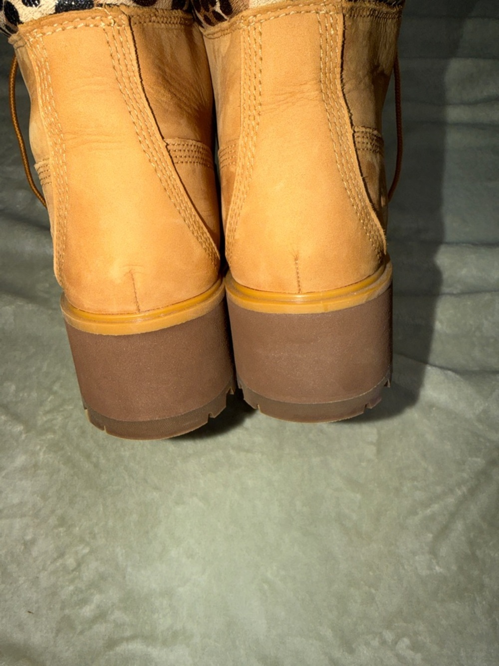 Timberland Wheat Nubuck Lace-Up Ankle Boot with Leopard Accent - Picture 4 of 11